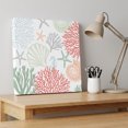 thumbnail image 4 of Ships Next Day Canvas Wall Art 8"x8",Red Sage Green Coastal Wood Framed Canvas Print Painting,Summer Beach Coral Shell Starfish Ready to Hang Small Picture Wall Decor for Bathroom Nursery Kitchen, 4 of 9