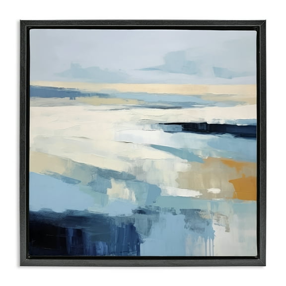 Stupell Industries Energetic Flowing Terrain Abstract Painting Black Floater Framed Canvas Art Print Wall Art, 18 x 18