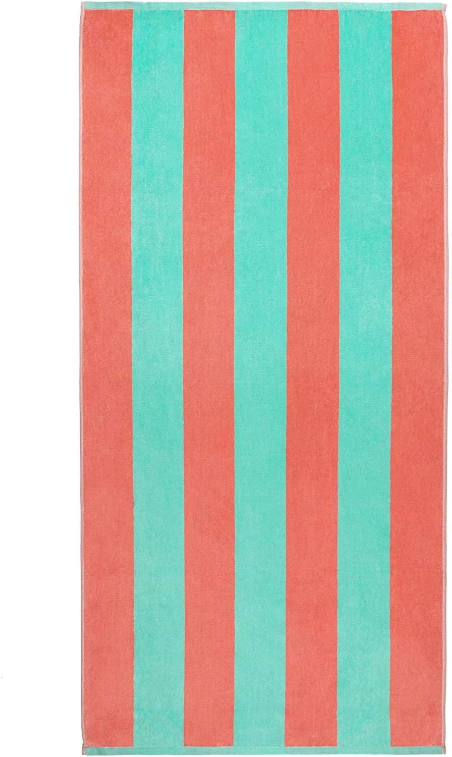 Beachland Soft Beach Towel 30 x 60 inch Cabana Stripe Hotel Pool and Resort - 4 Pack - Two tone Absorbent 100% Cotton