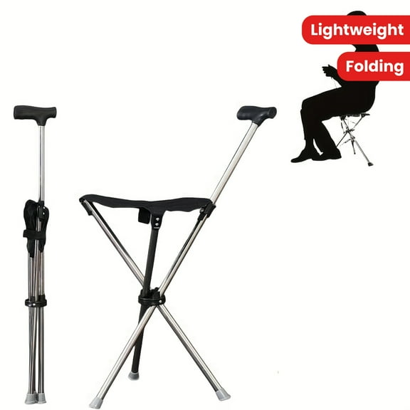 Lightweight Aluminum Folding Stick Chair - Square Outdoor Leisure Stool for Elderly & Hiking