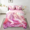 thumbnail image 2 of Manfei Chic Mermaid 7-Piece Bedding Comforter Set,Ocean Animal King Bedding Sets,Pink Fairy Tale Bed Sheets For Girls,Ultra Soft Home Decor Reversible, 2 of 8