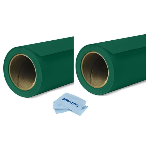 Savage 2 Pack Widetone Seamless Background Paper, 86" wide x 36' Evergreen, #18 - With Microfiber Cleaning Cloth,