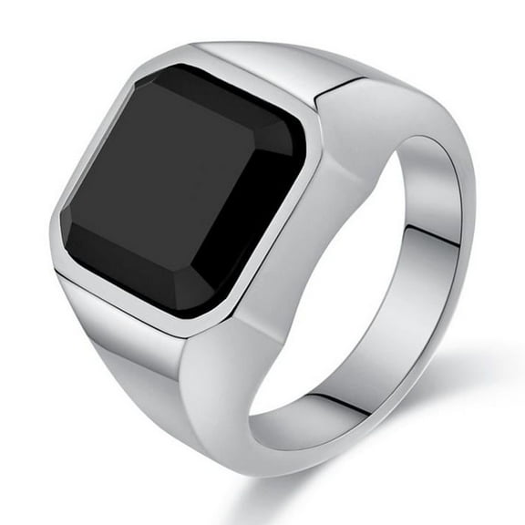VOLALO Titanium Mens CZ Engagement Ring Comfort Fit Wedding Band Father’s Day Gift With White Gift Box Packaging