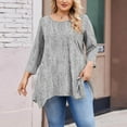 thumbnail image 4 of Elvqul Casual Tops for Women Crewneck Loose Blouses Gray Plus Size Oversized Tunic 3/4 Sleeve Womens Shirts, 4 of 5