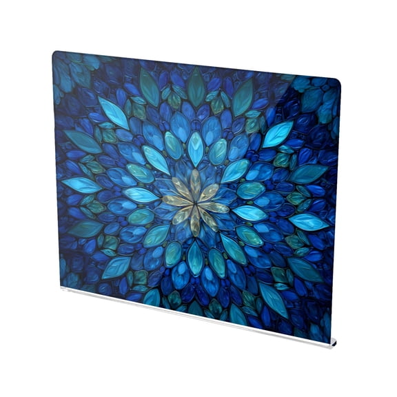 13.4" x 16.5" Food-Grade Acrylic Cutting Board Non-Slip Kitchen Chopping Board Blue Glass Leaves Pattern