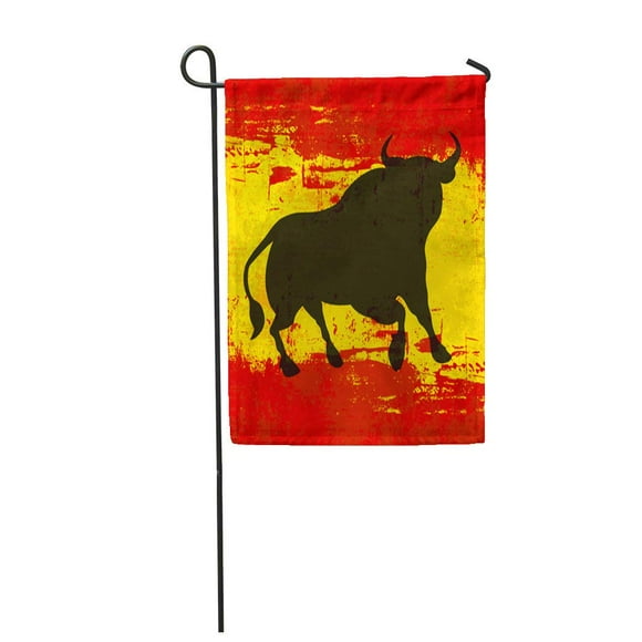 POGLIP Red Spanish Bull Over Grunged Flag of Spain Yellow Garden Flag Decorative Flag House Banner 28x40 inch