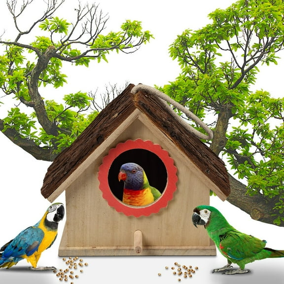 Large Wooden Bird House Hanging Birdhouses for Outside Wild Bird Nesting Box Weatherproof Decorative Garden Patio Rustic Cottage for Bluebirds Wrens Chickadees