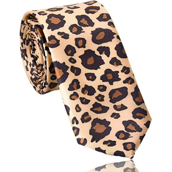 Leopard Print Tie for Women Men Black Polka Dot Tie for Men Women Cosplay Halloween Business Neck Tie for Men