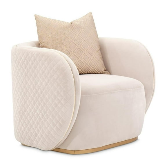 Michael Amini Ariana Velvet Accent Chair - Beige/Gold