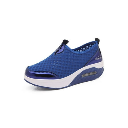 

Fangasis Women s Sneakers Air Cushion Walking Shoes Slip On Athletic Shoe Ladies Trainers Workout Breathable Platform Sport Sneaker Royal Blue 8.5
