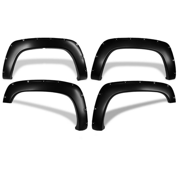 Ikon Motorsports Fender Flares Fits 88-00 Chevy C1500 K1500 Pocket Rivet Style 4PC Matte Black PP