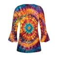 thumbnail image 5 of CYMMPU Tie Dye Button V Neck Flare Sleeve Blouses for Women Dressy Casual Spring Tops Fall Fashion Shirts Tunic Tops Loose Fit 3/4 Sleeve Empire Waist A Line T-Shirts XL, 5 of 5