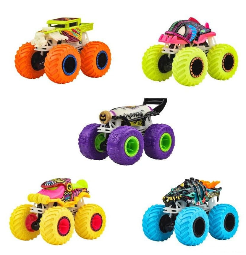 Hot Wheels Monster Trucks Glow in The Dark Collection, Piranh-Ahhhh, Bashzilla, Boneshaker, Skelesaurus, Carbonator XXL, Die-Cast Toy Vehicles, Ages 3+, 5 Pack JFX08-979C