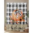 thumbnail image 4 of Fall Shower Curtain Pumpkin Shower Curtains for Bathroom Thanksgiving Decor, Waterproof Polyester Shower Curtain Set with Hooks, Stall Long 36" x 72" Sunflower Black White Plaid, 4 of 6