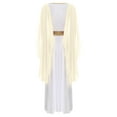 thumbnail image 4 of LiiYii Woman's Greek Athenian Roman Toga Outift Ruffles Cape Maxi Praise Dance Dress Robe Champagne XXL, 4 of 7