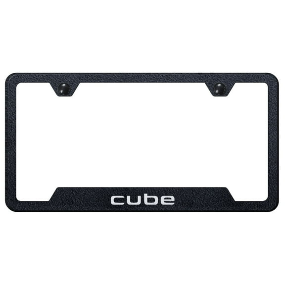 Nissan Cube Laser Etched Logo Cut-Out License Plate Frame (Rugged Black)