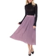 thumbnail image 6 of MixMatchy Women's Elastic High Waisted Wide Pleated A-Line Long Skirt, 6 of 6