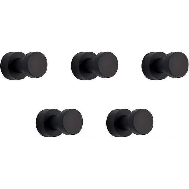 wall hook, towel hook for bathroom, kitchen, door, wardrobe & closet, 5 packs, brass (black)