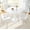 White Table + Silver&White Chairs, variant on 5-Piece Dining Table Set, 31.5" Round Tulip Pedestal Dining Table and 4 Ergonomically Designed PU Chairs, Dining Table Set for Kitchen, Living Room, Office