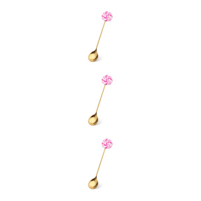 kurtrusly Vaisselle Adorable pour Maison et Hôtel, Portable et Réutilisable en Acier Inoxydable, Cuillère à Bonbons, Rose, 3 Pcs