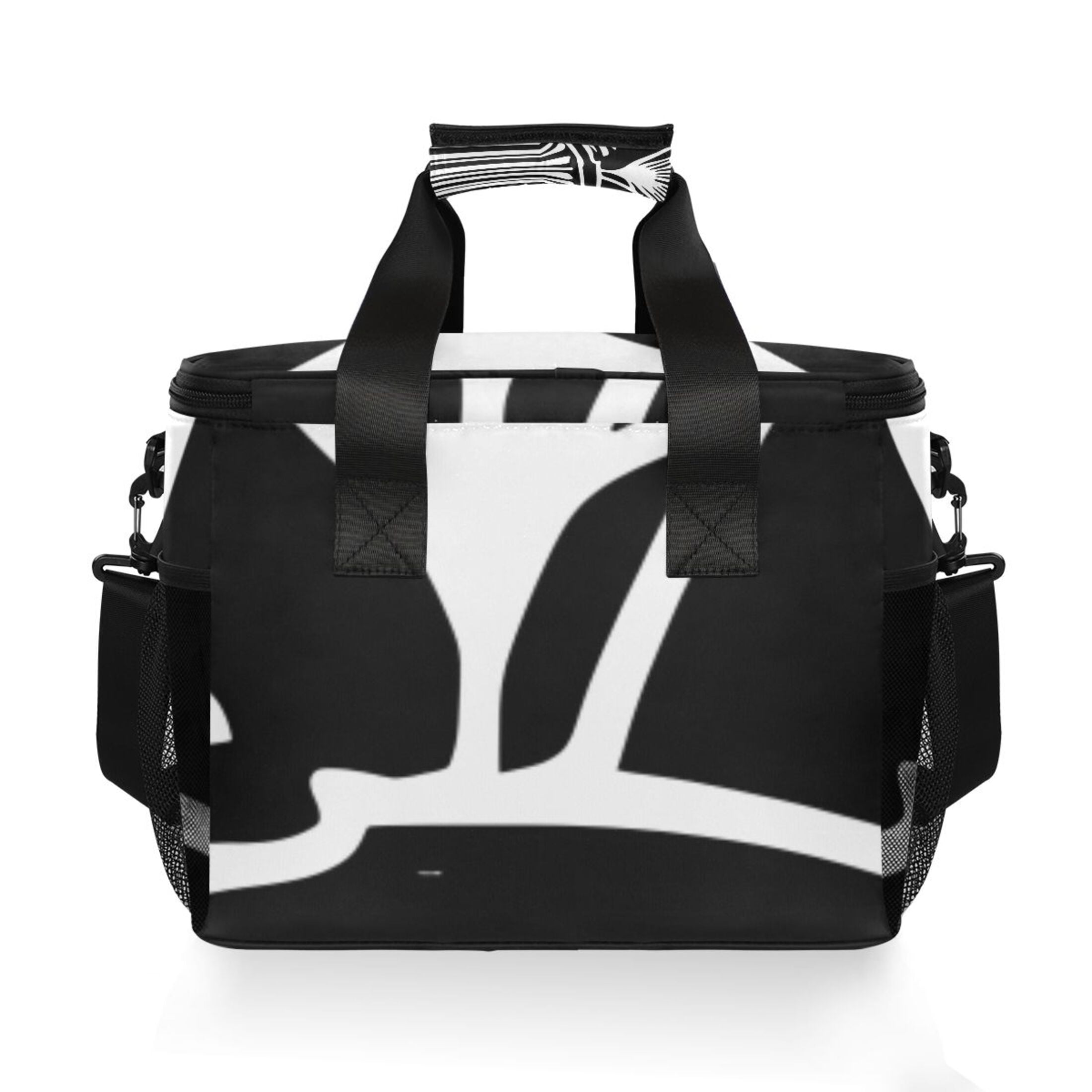 Black and White Line Shell Insulated Lunch Bag 15L Cooler Box for Women Men Work Camping Beach Travel