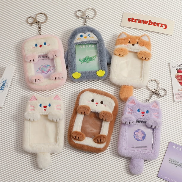 Portatarjetas de peluche de dibujos animados transparente, colgante de exhibición de fotos de tres pulgadas, soporte de tarjeta de almacenamiento de álbum de persecución de estrellas