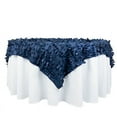 BalsaCircle 72x72 in Navy Blue Taffeta Square Table Overlay 3D Leaves ...