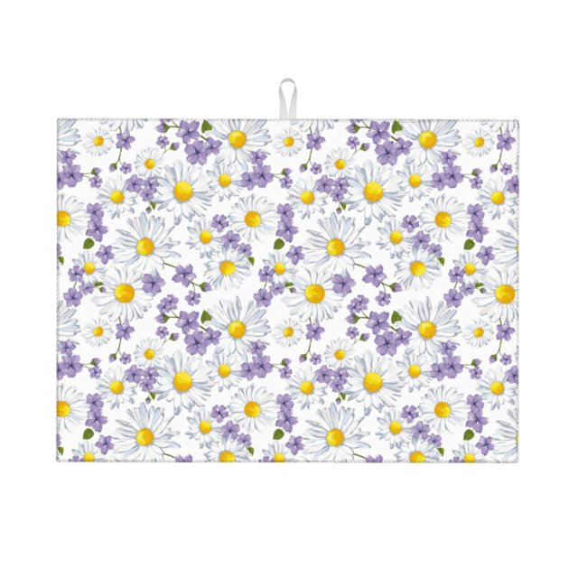 Fotbe Daisies Flowers Alfombrilla de Secado para Cocina con Estampado, 18x24 Pulgadas