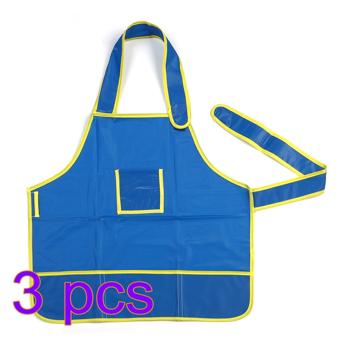 3pcs Children Kids Waterproof Art Craft Apron Smock for DIY Painting Drawing (Blue)