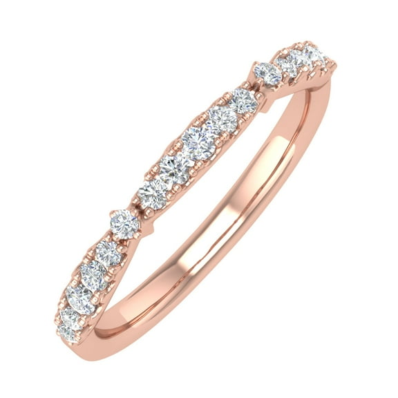 1/4 Carat Round Diamond Wedding Band Ring in 10K Rose Gold (Ring Size 10.25) (I1-I2 Clarity)