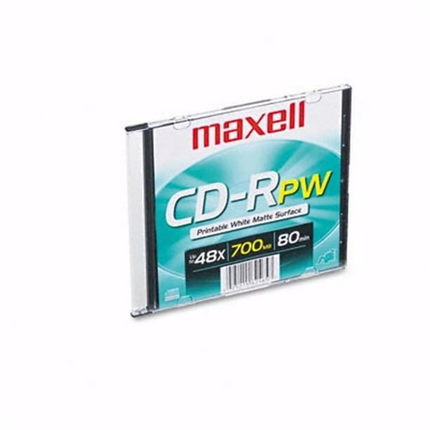 MAXELL 648721 CD-R Disque - 650MB-74min - 48x - w-Slim Bijou - Surface Blanche Imprimable
