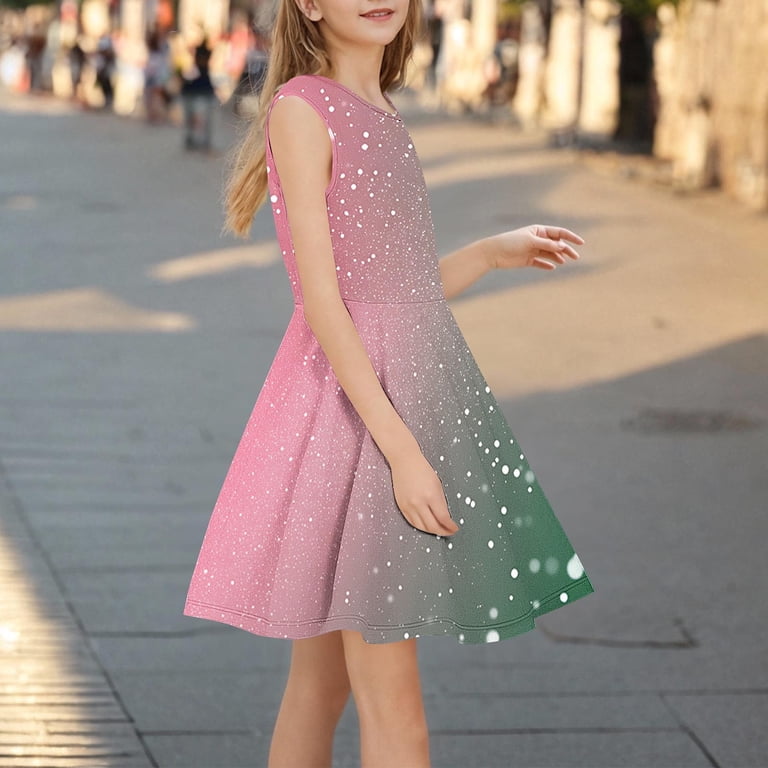 AUNVITO Girls Summer Sleeveless Dress with Sequins Print Round Neck Fitted Waist Casual Dress - Walmart.com AUNVITO Girls Summer Sleeveless Dress with Sequins Print Round Neck Fitted Waist Casual Dress - Walmart.com