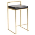 thumbnail image 2 of Contemporary Home Living Set of 2 Contemporary Barstools in Brushed Gold and Black Faux Leather 31", 2 of 5