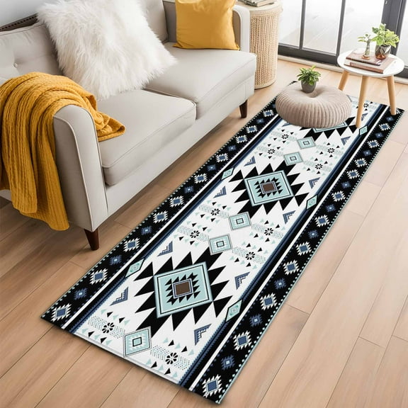 Navy Blue Boho Kitchen Runner Rug 2x6 Washable Runners for Hallway Non Slip Vintage Southwestern Ethnic Tribal Geometric Large Area Rug Indoor Floor Carpet for Bathroom Laundry Entryway Bedroom