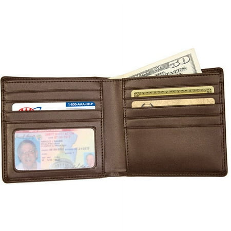Double ID Hipster Bifold Wallet in Genuine Leather