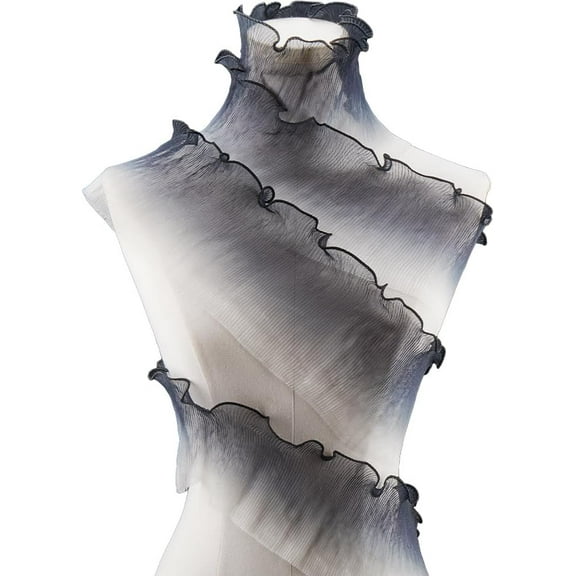 5 Yards x 5.24 Inch Large Lace Ruffle Ribbon Pleated Chiffon Trim Iridescent Fabric Ribbon Organza Sheer Edging Trimming for DIY Sewing Clothing Pillowcase Decoration Black