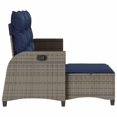 thumbnail image 4 of vidaXL Reclining Garden Sofa with Cushions L-shaped Grey Poly Rattan, 4 of 5