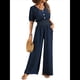 thumbnail image 3 of Mono de Mujer de Corta con Cuello en V, Elegante, Informal, con Pierna y Pantalones. Azul Oscuro S, 3 of 10