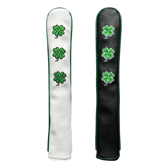 Ximing 2Pcs Golf Alignment Rod Cover Premium Case Holder with Embroidery Pattern Head Cover PU Leather for Swing Aiming Exercise Training Aid