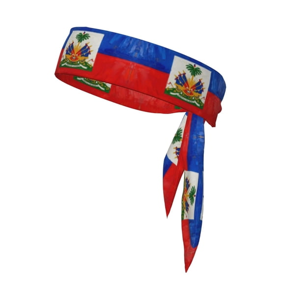Women Men Headbands Tie Haitian Flag Athletic Hair Head Band Sport Sweat Yoga Workout Sweatbands