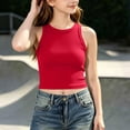 thumbnail image 4 of Fengqque Girls Tank Tops Athletic Sleeveless Crew Neck Ribbed Casual Solid Color Workout Crop Tops 9-14 Years Red 9-10 Years, 4 of 7