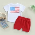 thumbnail image 3 of Douhoow 2pcs Independence Day Kids Boys Clothes Letter Print Short Sleeve T-Shirts Solid Shorts, 3 of 8