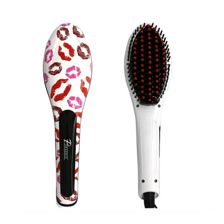 Pursonic Hair Straightener Brush - Best Ceramic, Anti Static, Electric Heating Detangling Hair Brush