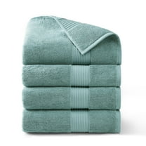 TOWN & COUNTRY EVERYDAY 4-Piece Solid Dobby Border Bath Towel Set, 30"x58", 100% Cotton, Plush & Absorbent 650GSM, Aqua Blue