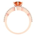 thumbnail image 4 of 1.52 ct Brilliant Round Cut Pink Tourmaline 14k Rose Gold Solitaire with Accents Engagement Bridal Wedding Ring Band Set size 5, 4 of 7