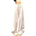 thumbnail image 2 of QIUOMBBP Dance Jeans for Women Wide Leg Baggy Denim Pants with Pockets Lightweight Casual Solid Color Lounge Trousers, White, L, 2 of 4