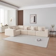 thumbnail image 2 of 108 × 108'' Modular Sectional Couch, Modern L-Shape Sectional Sofa, Comfy Lambswool Fabric Living Room Sofa, Free Combination L-Shape Sectional Floor Sofa Sleeper Sofa Bed ,Beige, 2 of 8