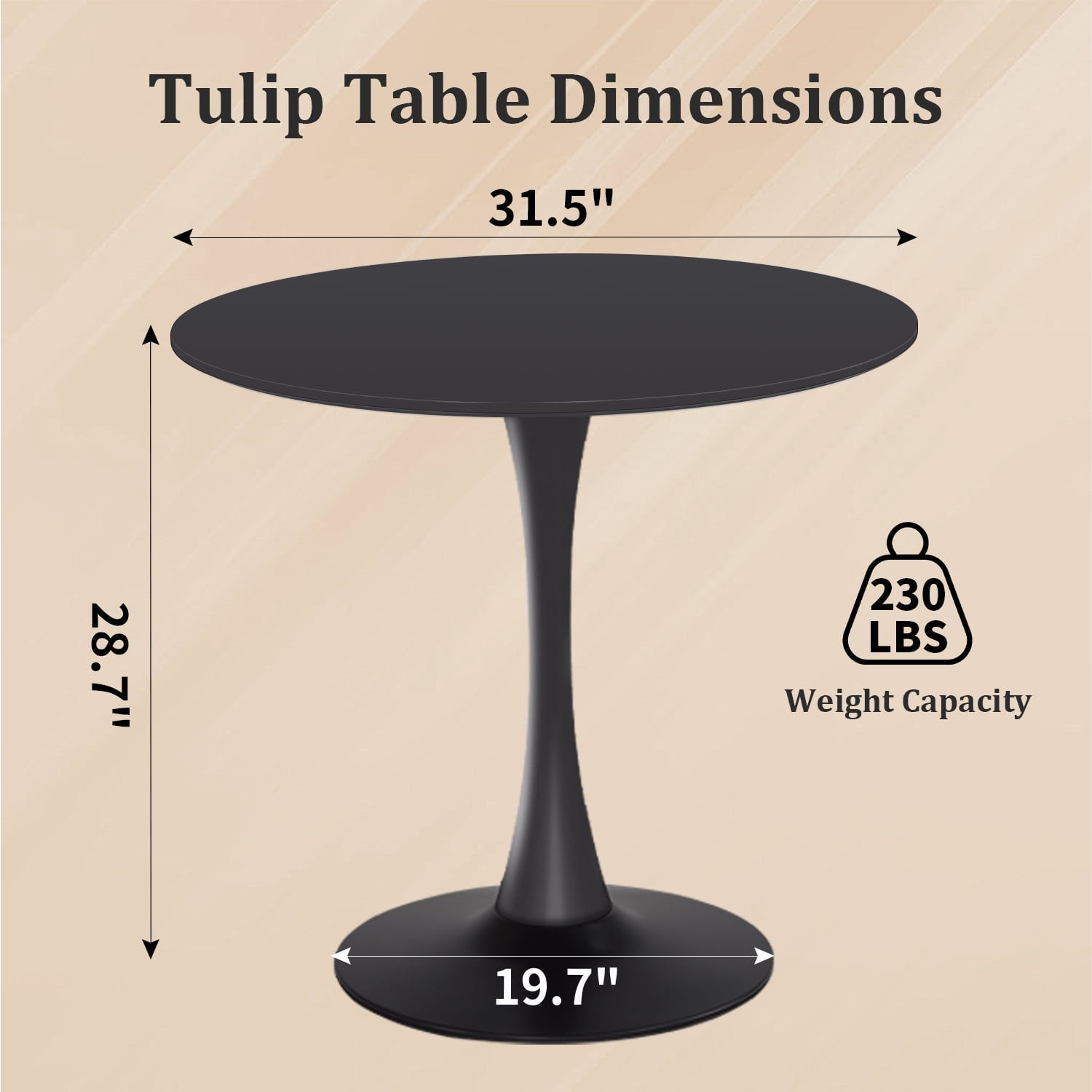 Rongbuk 31.5" Round Pedestal Dining Table, Black