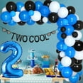 thumbnail image 3 of Two Cool Birthday Party Supplies 2nd Birthday Decorations for Boys Blue Black White Balloon Garland Arch Kit Sunglasses Banner, 3 of 7