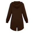 thumbnail image 4 of Zylanna Women's Long Full Zip Hoodie Sweatshirts, Oversized Adjustable Drawstring Soft & Stretchy with Pockets Casual Winter Coat Jacket Cardigan for Outerwear Brown, 4 of 9